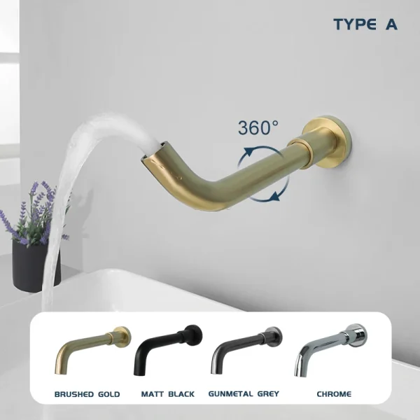 Brass Bathroom Basin Faucet Replacement Spout Chrome Gold Black Grey 150mm 200mm 250mm Sink Mixer Tapware - Image 3