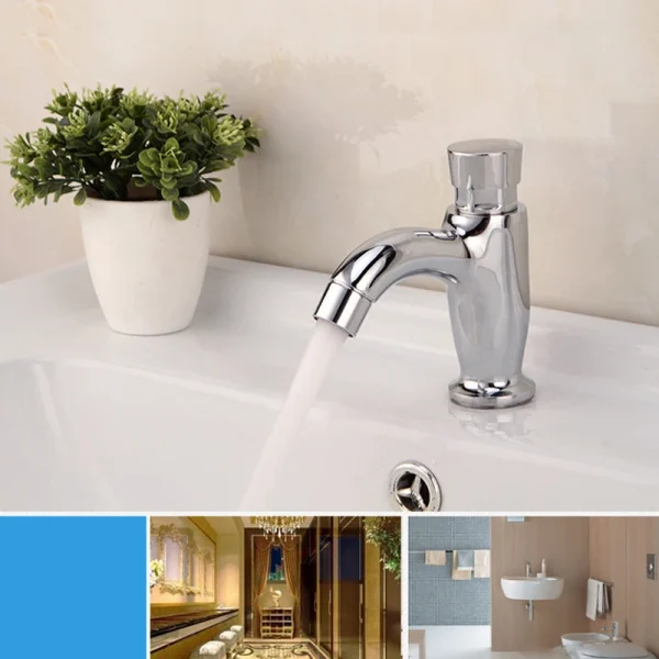 Bathroom Washbasin Faucet Copper Self Closing Time Delay Tap Water Saving Single Cold Toilet Sink Faucet - Image 4