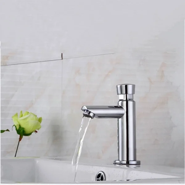 Bathroom Washbasin Faucet Copper Self Closing Time Delay Tap Water Saving Single Cold Toilet Sink Faucet - Image 2