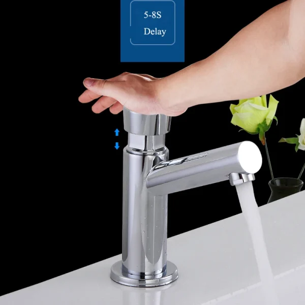 Bathroom Washbasin Faucet Copper Self Closing Time Delay Tap Water Saving Single Cold Toilet Sink Faucet - Image 6