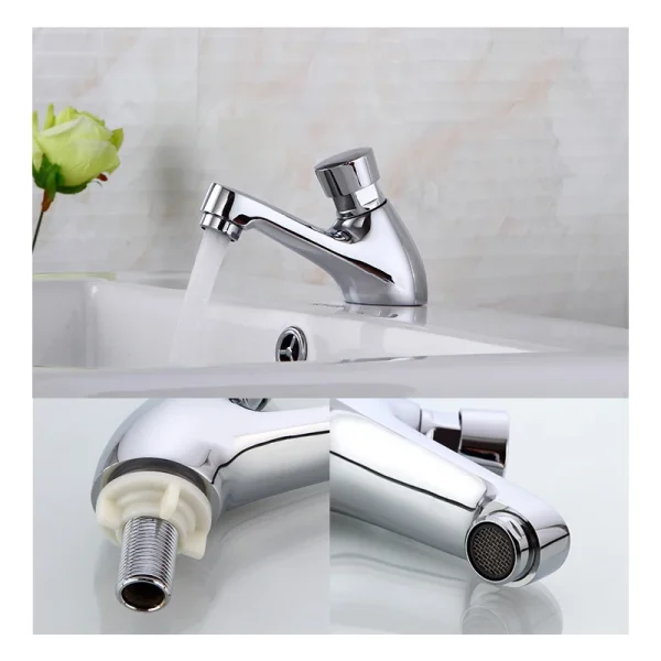 Bathroom Washbasin Faucet Copper Self Closing Time Delay Tap Water Saving Single Cold Toilet Sink Faucet - Image 5