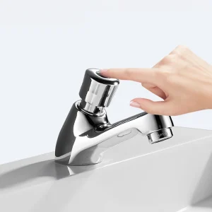 Bathroom Washbasin Faucet Copper Self Closing Time Delay Tap Water Saving Single Cold Toilet Sink Faucet