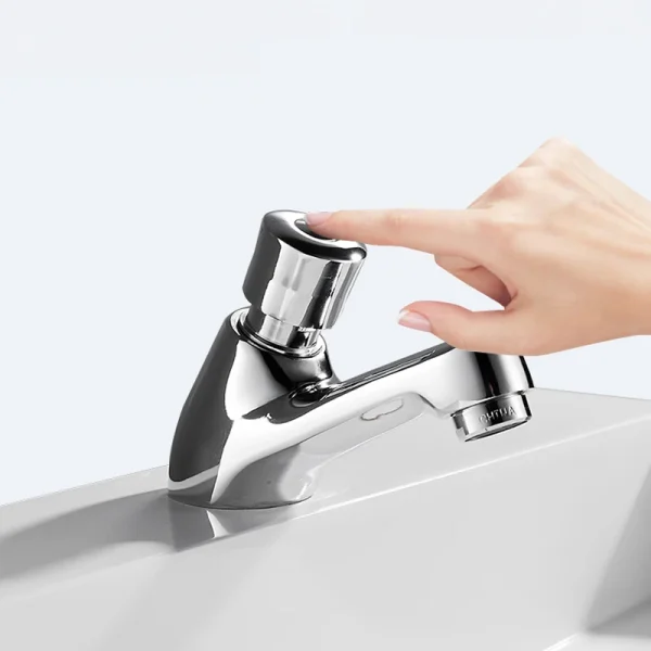 Bathroom Washbasin Faucet Copper Self Closing Time Delay Tap Water Saving Single Cold Toilet Sink Faucet