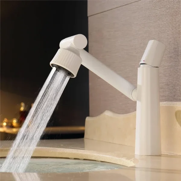 Bathroom Basin Faucet 360° Rotatable Lift Mixer Tap Single Handle Vanity Sink Sprayer with Hose - Image 4