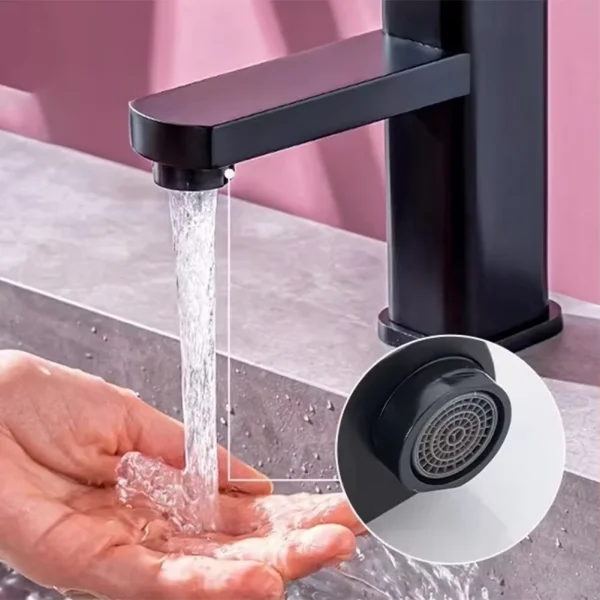 Black Stainless Steel Bathroom Faucet Single Hole Countertop Sink Mixer Tap Hot and Cold Deck Mounted Tap - Image 6