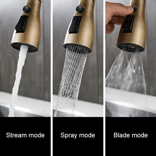 Antique Bronze Kitchen Faucet Pull Out Mixer Tap Hot and Cold Water Kitchen Sink Sprayer Crane Faucet EL9021 - Image 4