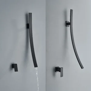 70cm Wall Mount Waterfall Bathroom Basin Faucet Single Handle Brass Concealed Vanity Mixer Tap