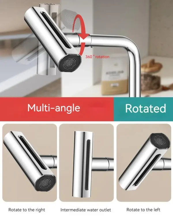Multi Functional Kitchen Faucet Dishwashing Sink Sprayer Waterfall Spout Hot Cold Swivel Mixer Tap - Image 3