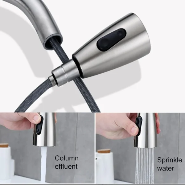 304 Stainless Steel Kitchen Faucet Drain 360° Swivel Hot Cold Sink Mixer Tap 2 Way Sprayer Single Handle - Image 2