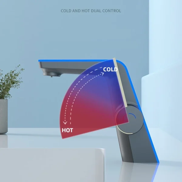 LED Temperature Display Basin Faucet High End Hot Cold Water Mixer Tap Single Hole Bathroom Vanity Sink - Image 5