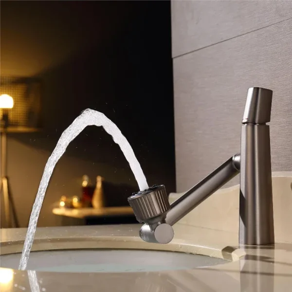 Bathroom Basin Faucet 360° Rotatable Lift Mixer Tap Single Handle Vanity Sink Sprayer with Hose - Image 2