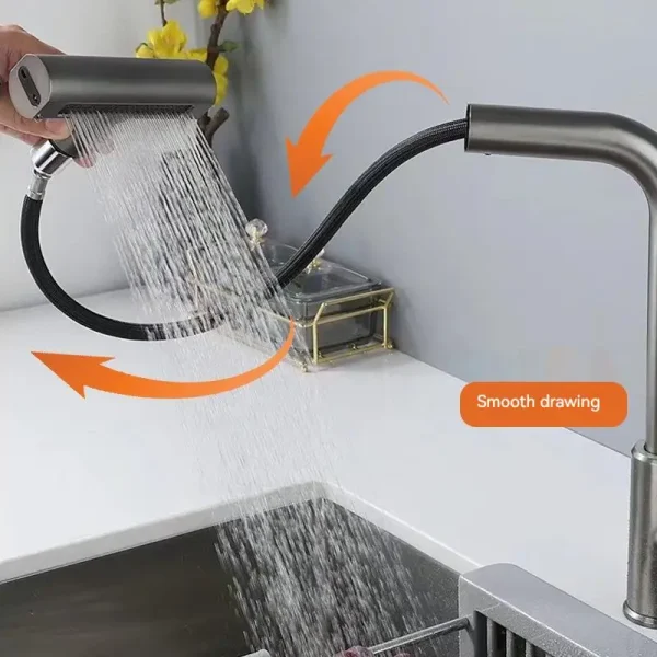 Multi Functional Kitchen Faucet Dishwashing Sink Sprayer Waterfall Spout Hot Cold Swivel Mixer Tap - Image 5