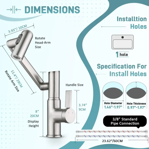 Luxury Brass Bathroom Basin Faucet with Temperature Display 3 Mode Water Saving Sink Mixer Hot Cold Tap - Image 6