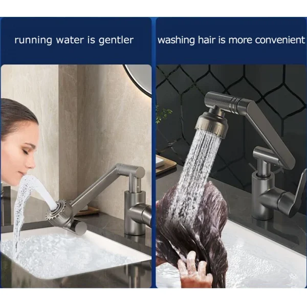Universal Dual Mode Rotating Faucet Mechanical Arm Basin Kitchen Bathroom Mixer Tap Hot Cold Sink Wash Faucet - Image 2