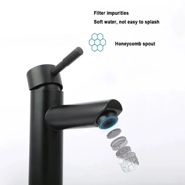 Bathroom Basin Faucet 304 Stainless Steel Single Cold Water Tap Deck Mounted Sink Mixer Silver Black Finish - Image 5
