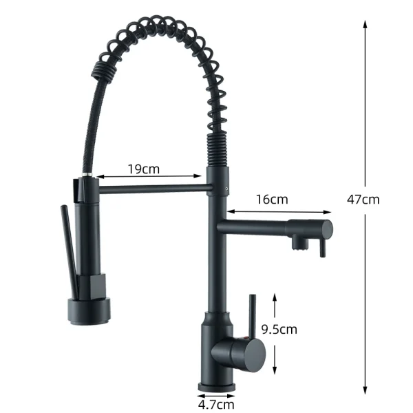 Pull Down Spring Kitchen Faucet Single Handle Hot Cold Mixer Tap Dual Spout Kitchen Sink Nozzle Sprayer - Image 2