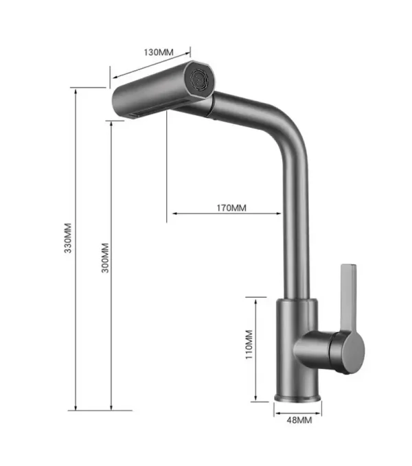 Multi Functional Kitchen Faucet Dishwashing Sink Sprayer Waterfall Spout Hot Cold Swivel Mixer Tap - Image 4