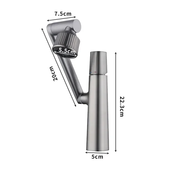 Bathroom Basin Faucet 360° Rotatable Lift Mixer Tap Single Handle Vanity Sink Sprayer with Hose - Image 5