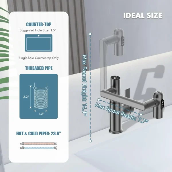 Luxury Brass Bathroom Basin Faucet with Temperature Display 3 Mode Water Saving Sink Mixer Hot Cold Tap - Image 3