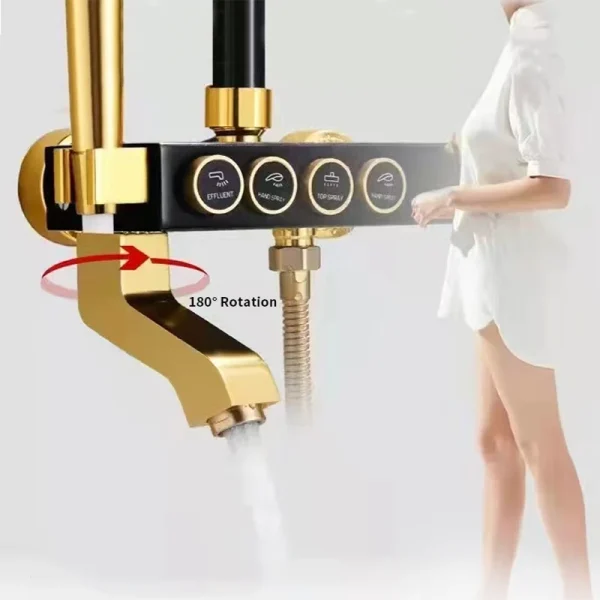 Black Rainfall Shower Faucet Set Bathroom Shower Mixer Thermostatic Bathtub Shower Faucet with Sprayer - Image 2
