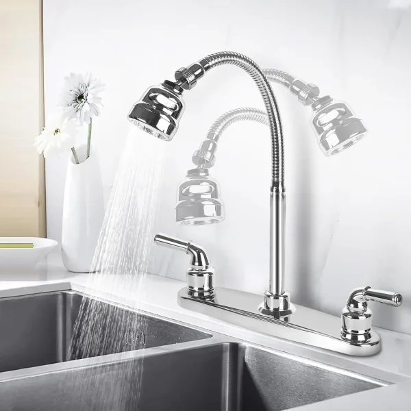 South American RV Kitchen Faucet Dual Port Sink Mixer Tap Splash Proof Kitchen Faucet Replacement Accessory - Image 2