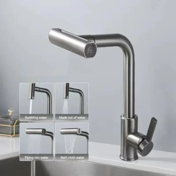 Multi Functional Kitchen Faucet Dishwashing Sink Sprayer Waterfall Spout Hot Cold Swivel Mixer Tap - Image 6