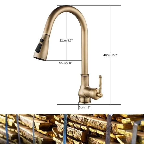 Antique Bronze Kitchen Faucet Pull Out Mixer Tap Hot and Cold Water Kitchen Sink Sprayer Crane Faucet EL9021 - Image 2