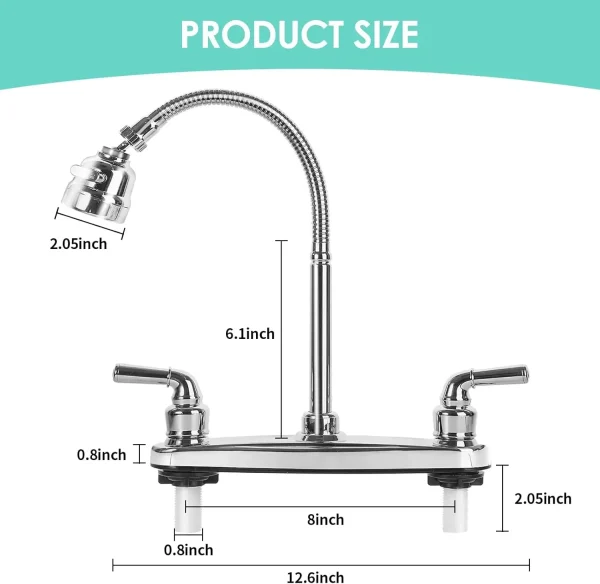 South American RV Kitchen Faucet Dual Port Sink Mixer Tap Splash Proof Kitchen Faucet Replacement Accessory - Image 4