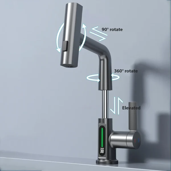 Digital Display Bathroom Basin Faucet Waterfall Temperature Mixer Tap Hot Cold LED Vanity Sink Faucet - Image 3