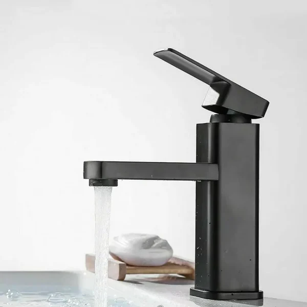 Black Stainless Steel Bathroom Faucet Single Hole Countertop Sink Mixer Tap Hot and Cold Deck Mounted Tap - Image 3