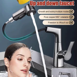 Anti Splash Bathroom Basin Faucet Pull Out Swivel Mixer Tap Hot and Cold Wash Basin Sink Mixer