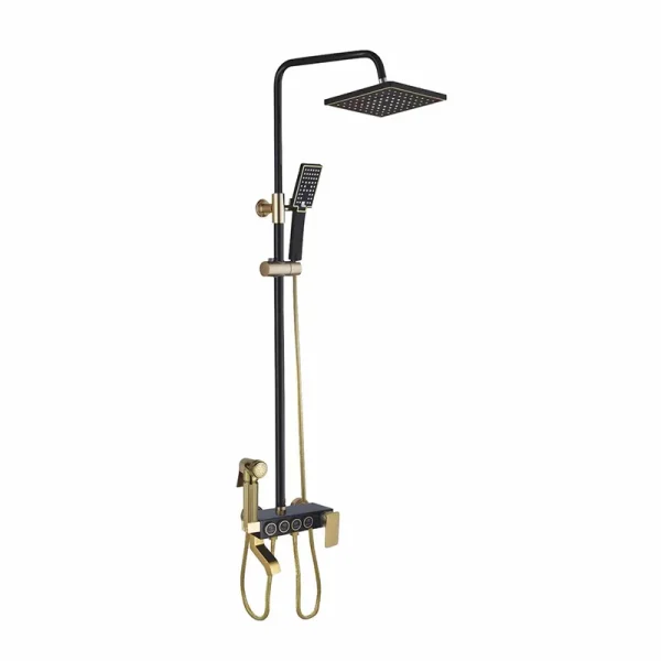 Black Rainfall Shower Faucet Set Bathroom Shower Mixer Thermostatic Bathtub Shower Faucet with Sprayer - Image 4