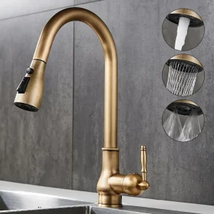 Antique Bronze Kitchen Faucet Pull Out Mixer Tap Hot and Cold Water Kitchen Sink Sprayer Crane Faucet EL9021