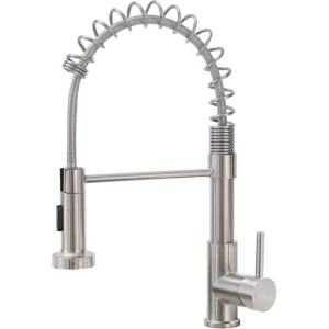 Commercial Kitchen Faucet Brushed Nickel Pull Down Sprayer Stainless Steel Single Handle Spring Mixer Tap
