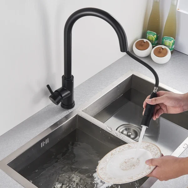 Black Pull Out Sensor Kitchen Faucet Touch Control Mixer Tap Single Handle 2 Function Kitchen Sink Sprayer - Image 3