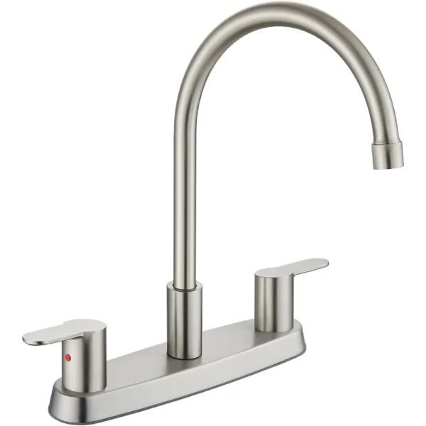 Kitchen Faucet 8 Inch Centerset Dual Handle 3 Hole High Arc Sink Mixer Tap with Supply Lines 360° Rotation - Image 2