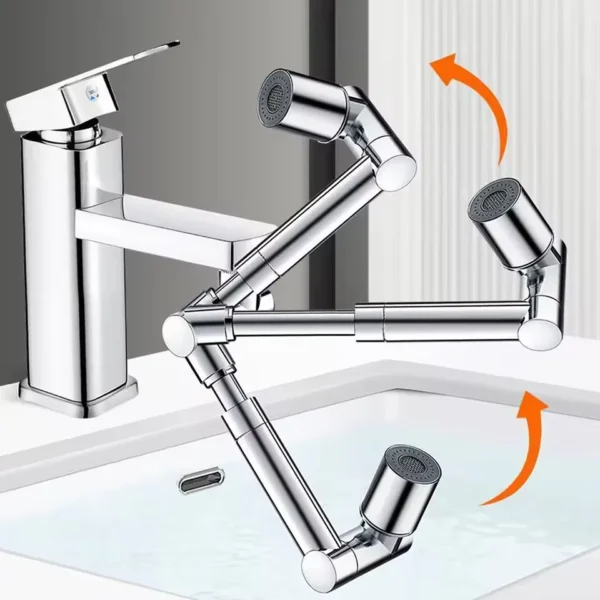 Retractable Faucet Extension Aerator 1440° Robotic Arm Swivel Nozzle Kitchen Sink Mixer Tap 2 Flow Modes - Image 3