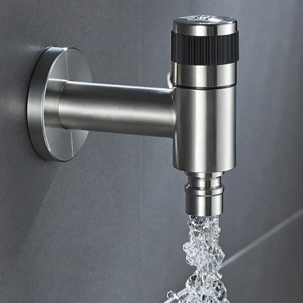 304 Stainless Steel Black Outdoor Garden Faucet Wall Mounted Corner Washing Machine Tap Bathroom Sink Faucet - Image 3