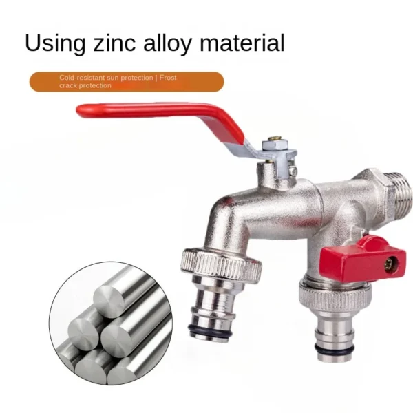 Zinc Alloy Garden Bibcocks Outdoor Faucet with Dual Outlet for Irrigation Home Bathroom Sink Faucet - Image 2
