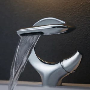 New Design Brass Bathroom Basin Faucet Waterfall Hot and Cold Mixer Tap Single Handle Chrome Black Sink Tap