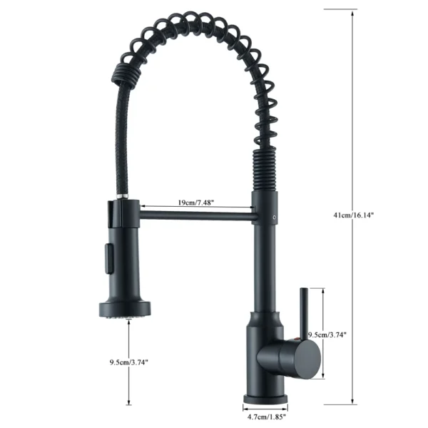Matte Black Kitchen Faucet Single Handle Pull Down Spring Mixer Tap Hot and Cold Deck Mounted Kitchen Sink Tap - Image 2