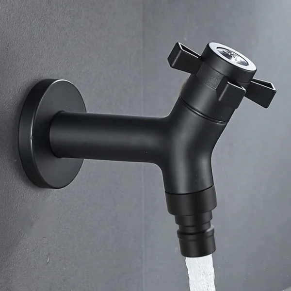 304 Stainless Steel Black Outdoor Garden Faucet Wall Mounted Corner Washing Machine Tap Bathroom Sink Faucet