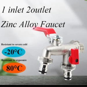 Zinc Alloy Garden Bibcocks Outdoor Faucet with Dual Outlet for Irrigation Home Bathroom Sink Faucet