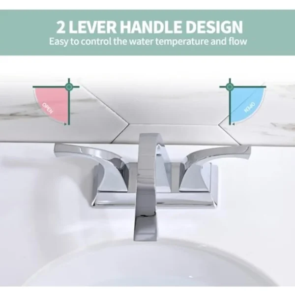 4 Inch Centerset Bathroom Sink Faucet 2 Handle Brass Vanity Faucet with Pop Up Drain 3 Hole Installation - Image 4