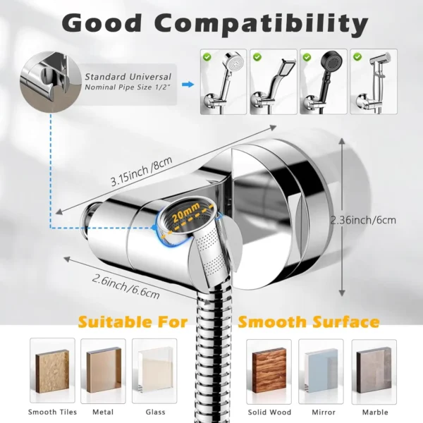 Adjustable Shower Head Holder Suction Cup Wall Mount ABS Universal Strong Load Bearing Bracket Bathroom Accessory - Image 5