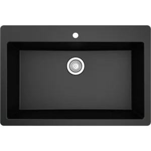QT-812 Top Mount 33 Inch Large Single Bowl Quartz Kitchen Sink Black Modern Kitchen Sink