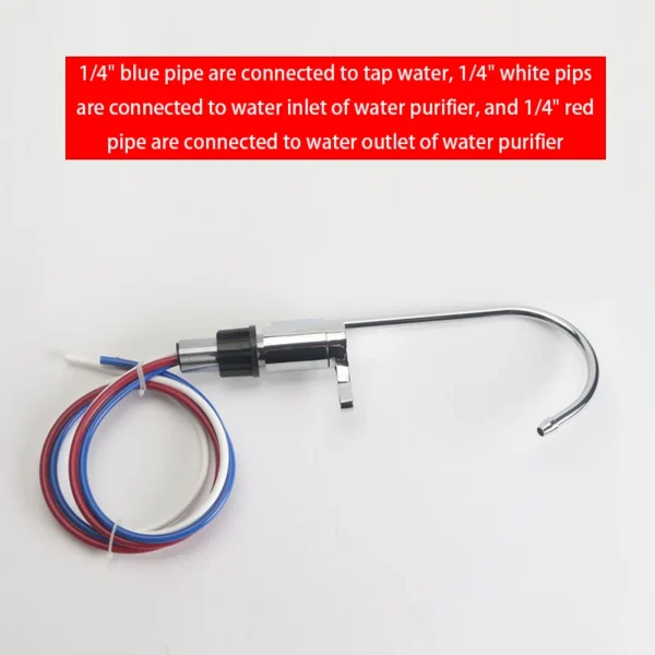Gooseneck Faucet 3 Tube Non-Pressure 1/4 Inch Kitchen Water Purifier Faucet for Amway Water Filtration System - Image 4