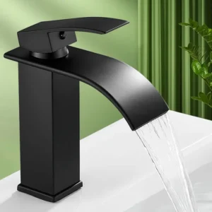 Bathroom Basin Faucet Copper Core Waterfall Wash Basin Mixer Tap Hot and Cold Stainless Steel Vanity Faucet
