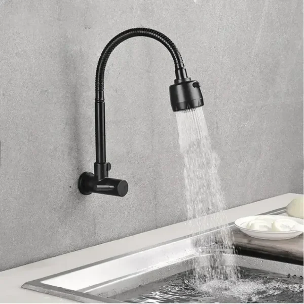 Universal Rotation Bathroom Faucet Stainless Steel Wall Mounted Single Cold Water Basin Sink Tap Nozzle - Image 3