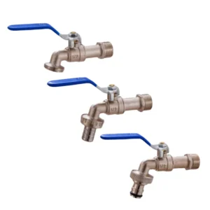Zinc Alloy Garden Bibcock Blue Finish Outdoor Balcony Bathroom Faucet with Dual Nipple Connector